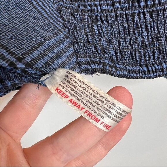 Intimately Free People Womens Size XS Blue Plaid Cropped Top Bralette Shirt - Picture 6 of 9